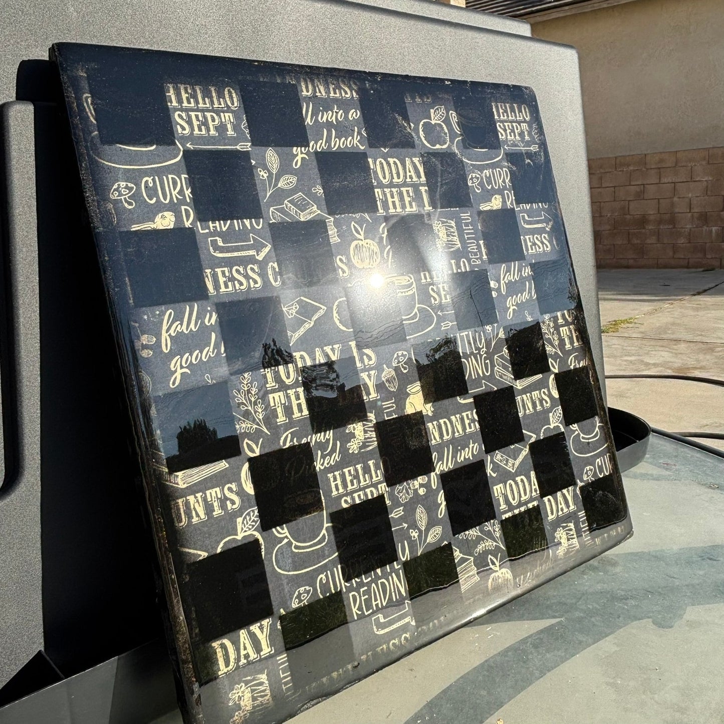 Text Gray Board - Resin Coated Chess Board