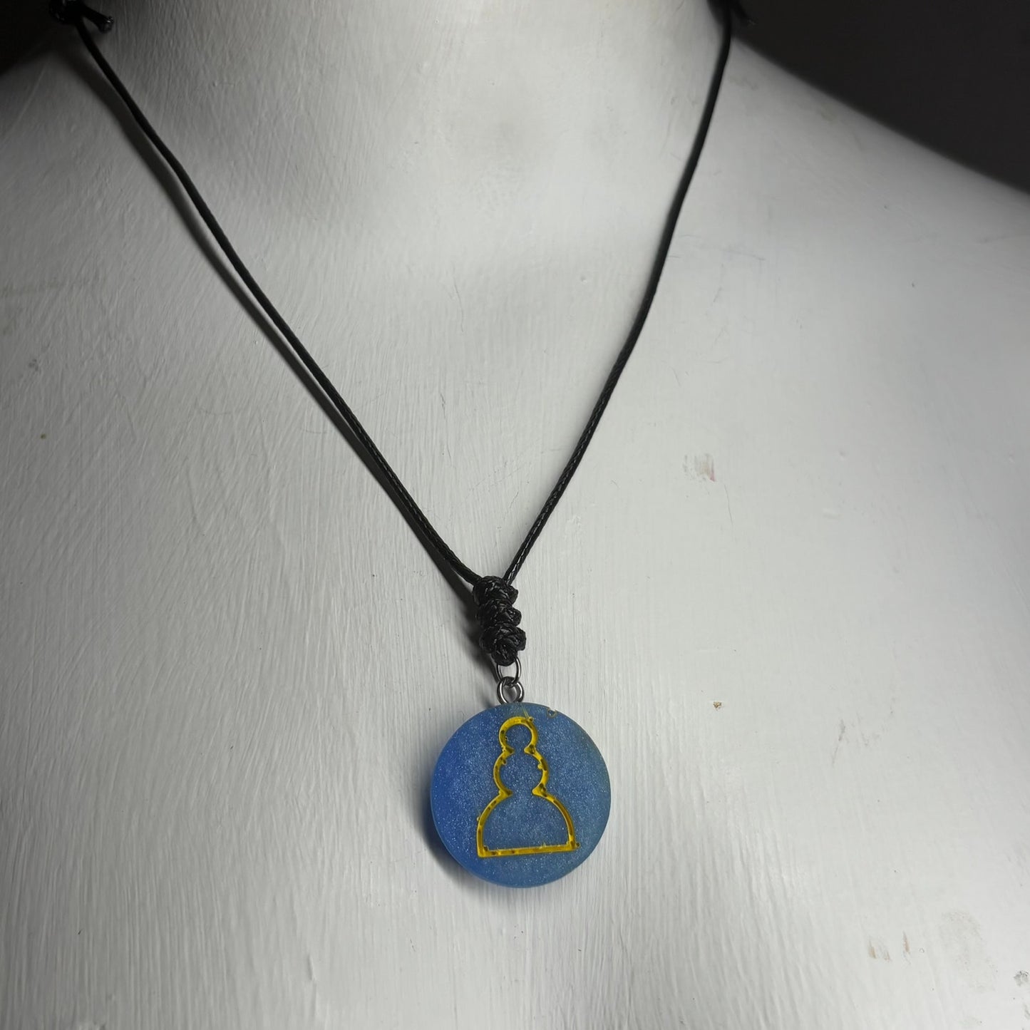 Blue Pawn - Handmade Resin Chess Necklace