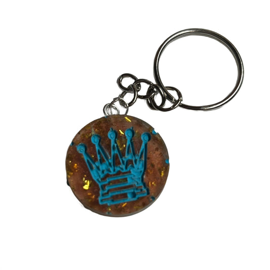 Blue Lined Royalty - Handmade Resin Keychain - Flat Edition