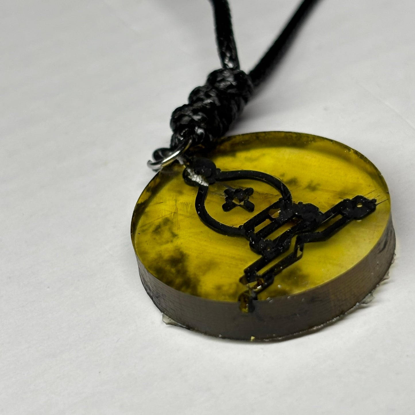 Rustic Yellow Bishop - Handmade Resin Chess Necklace