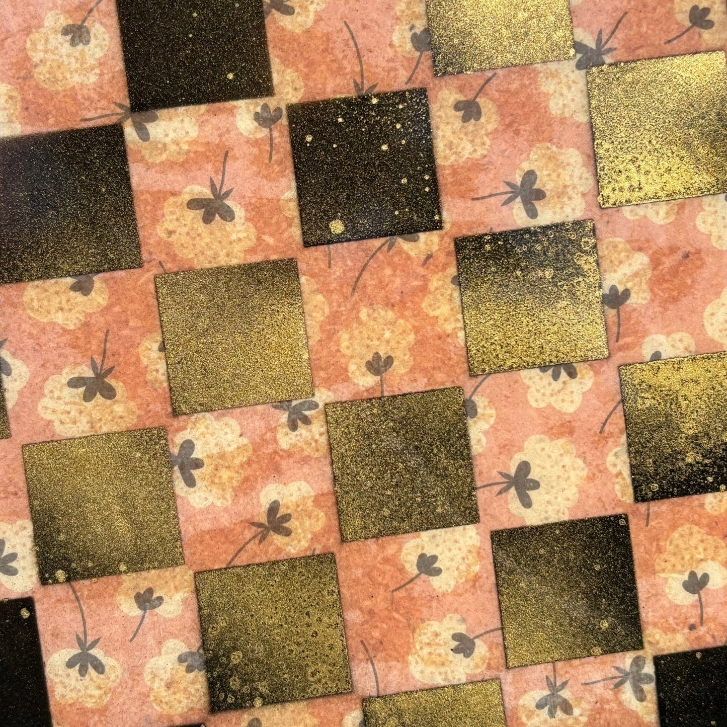 Orange Gold Flowers - Resin Coated Chess Board