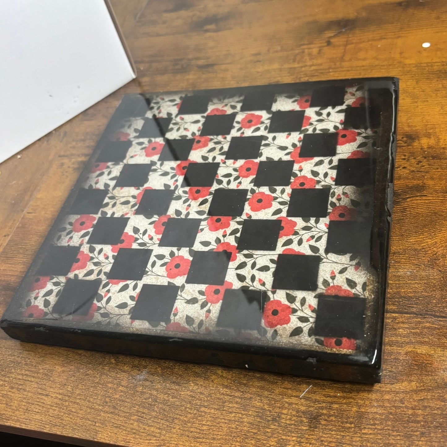 Fancy Flowers - Resin Coated Chess Board