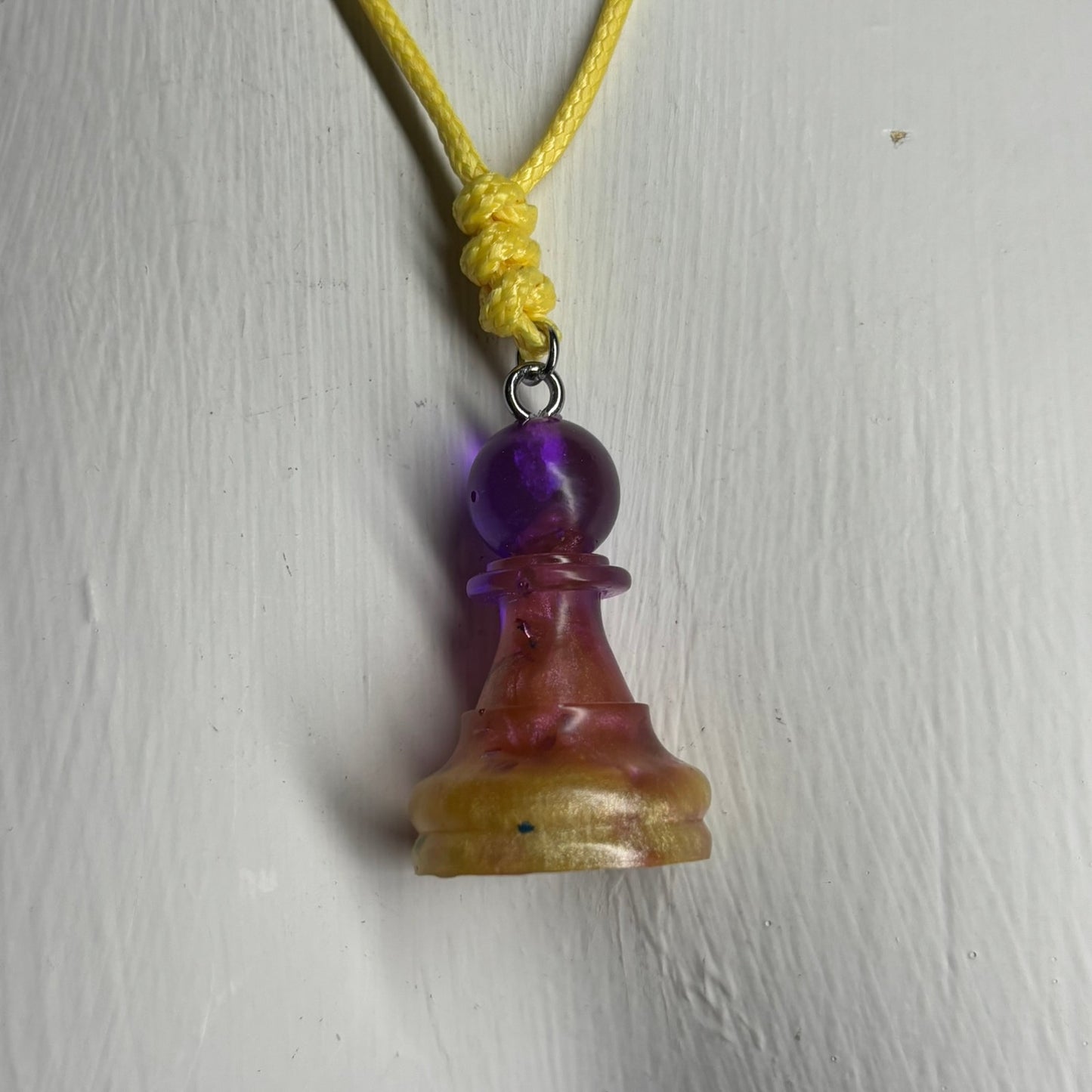 Purple Royalty Pawn - Handmade Resin Chess Necklace