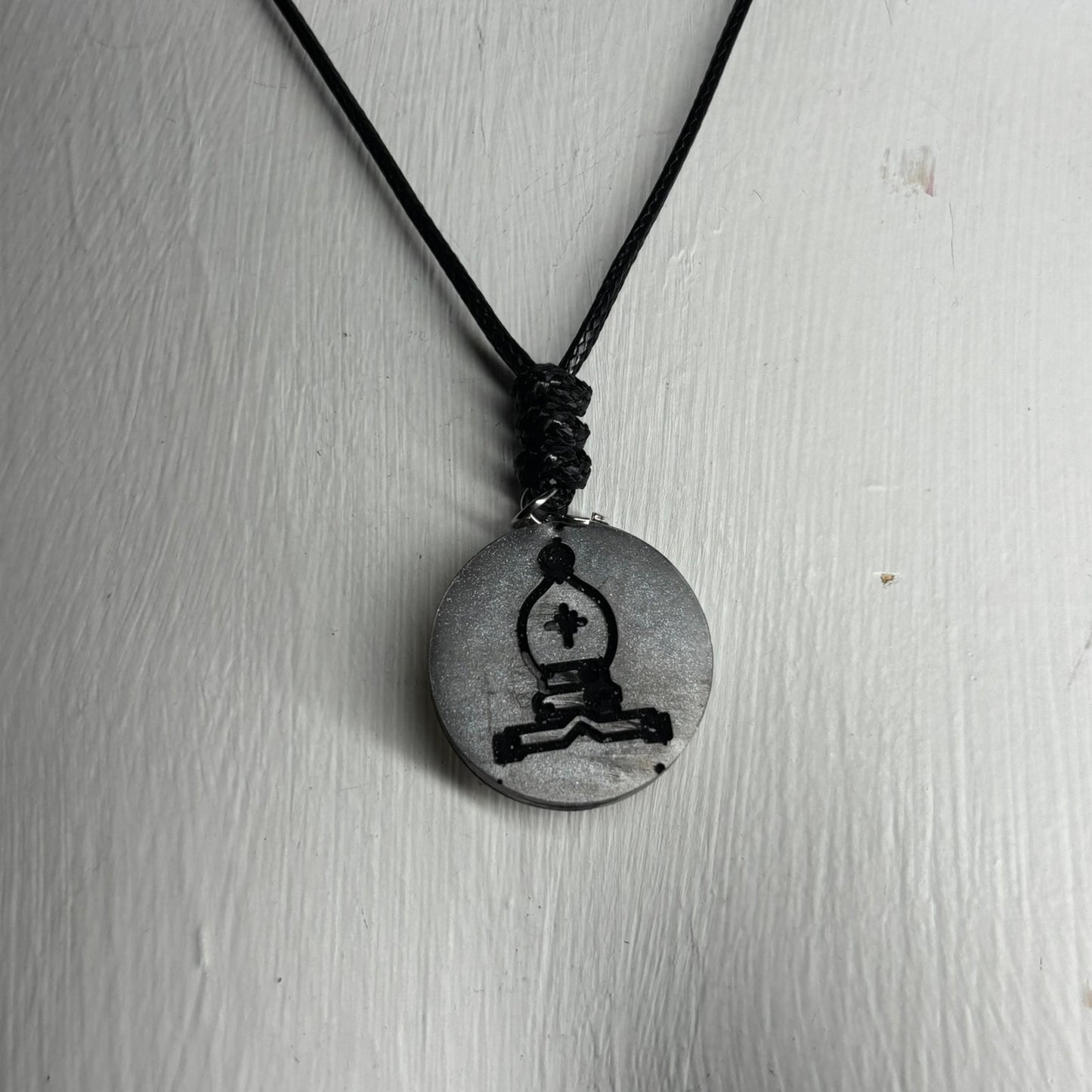 Gray Bishop - Handmade Resin Chess Necklace