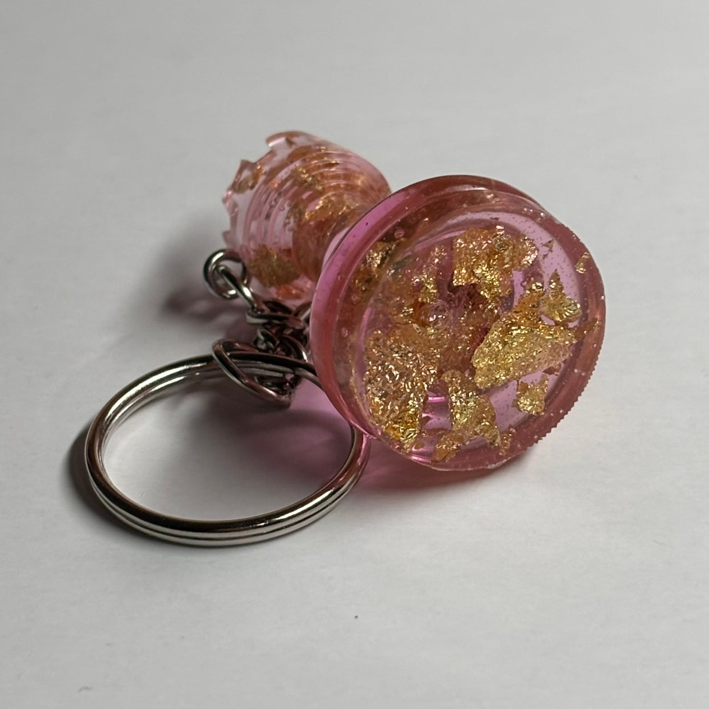 Pink Crystal Rook - Handmade Resin Keychain