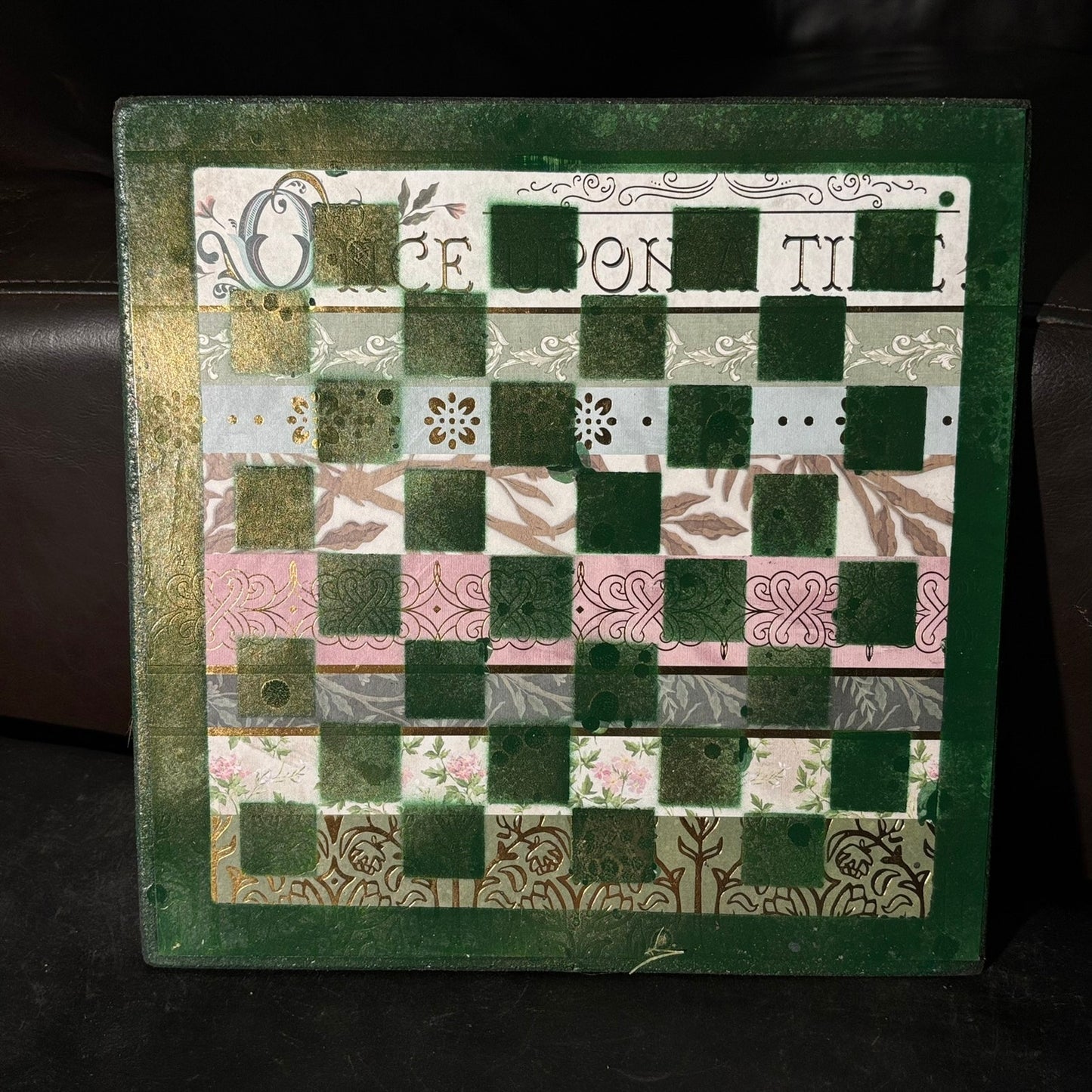 Green Collage - Scrapbook Chess Board