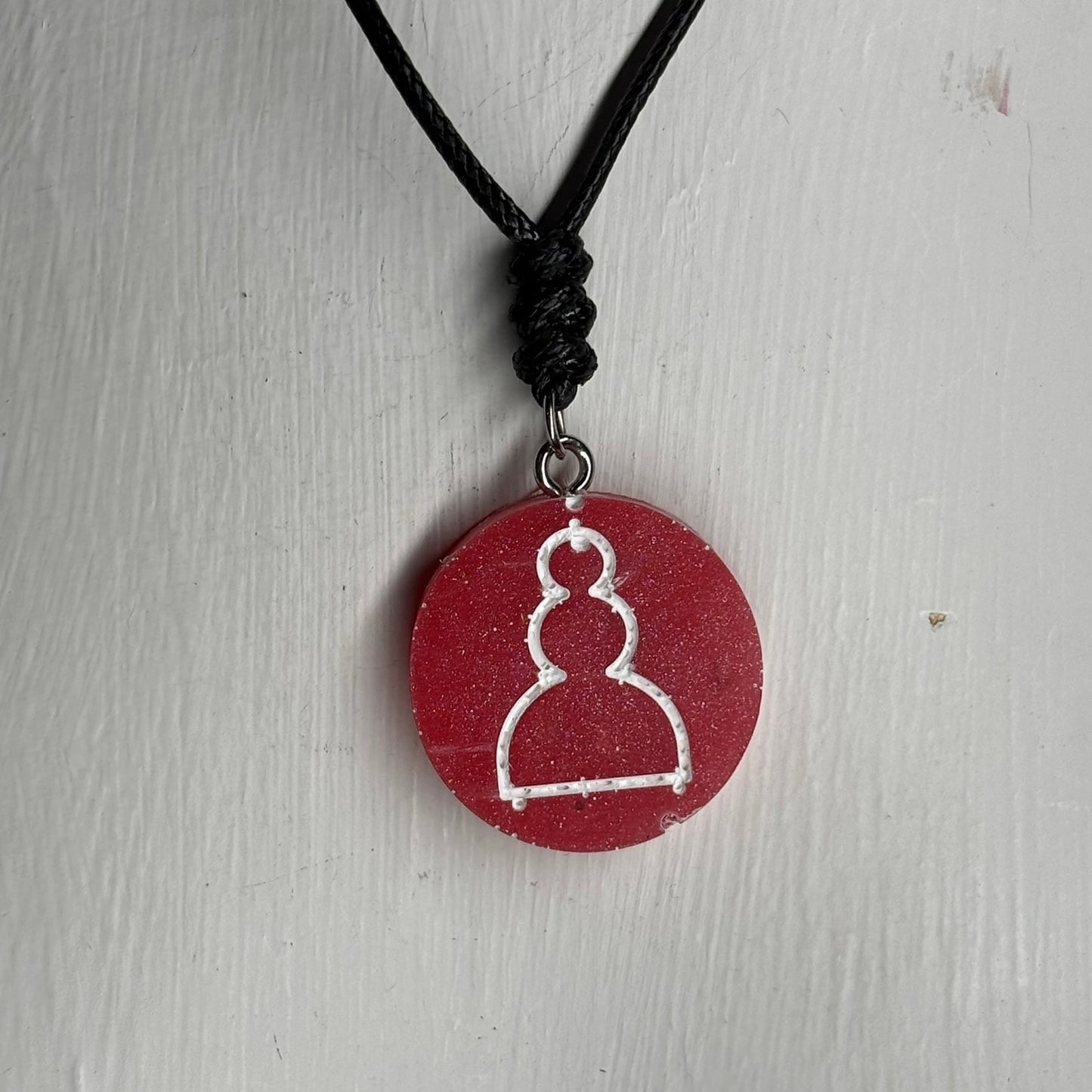 Red Cherry Pawn - Handmade Resin Chess Necklace