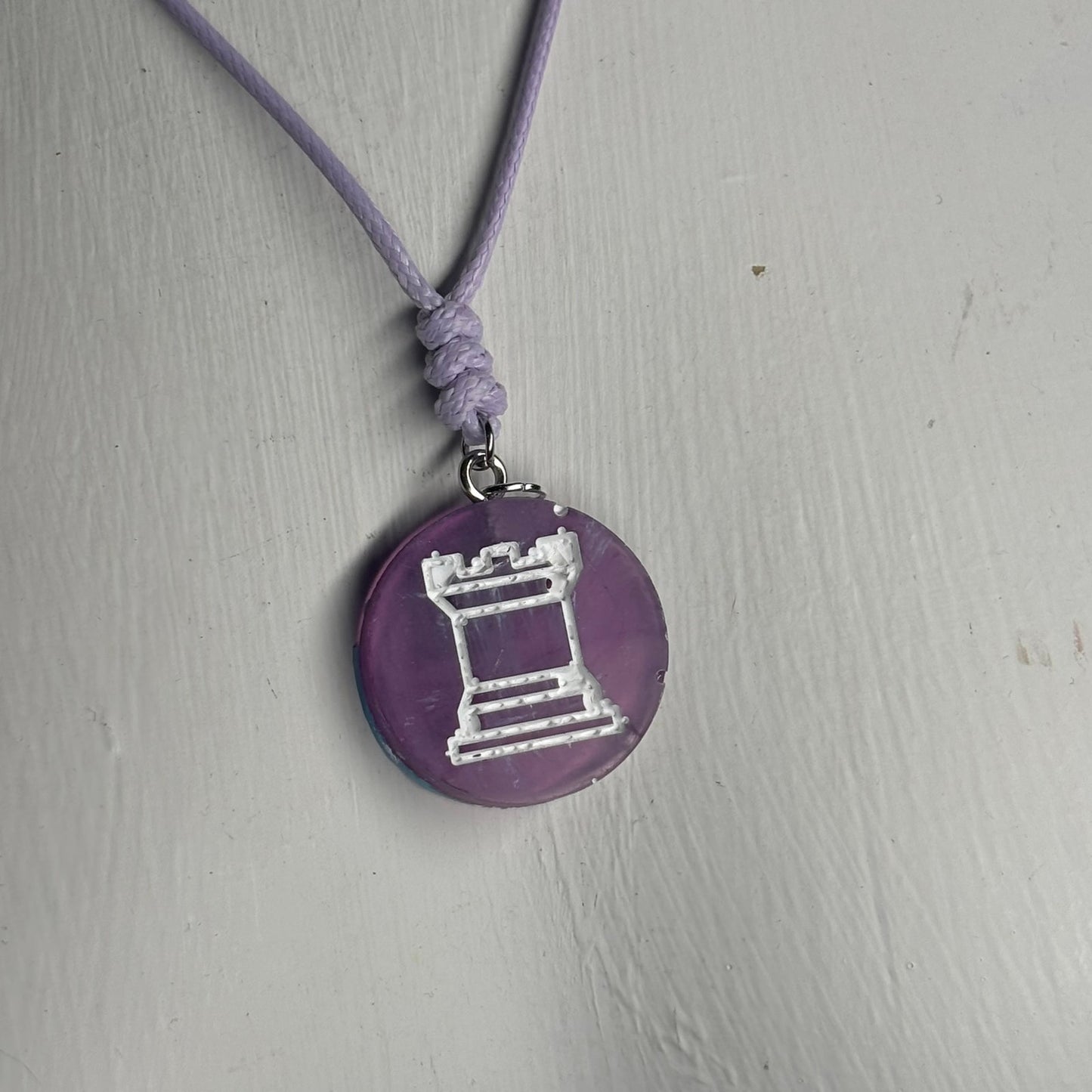 Purple Rook - Handmade Resin Chess Necklace