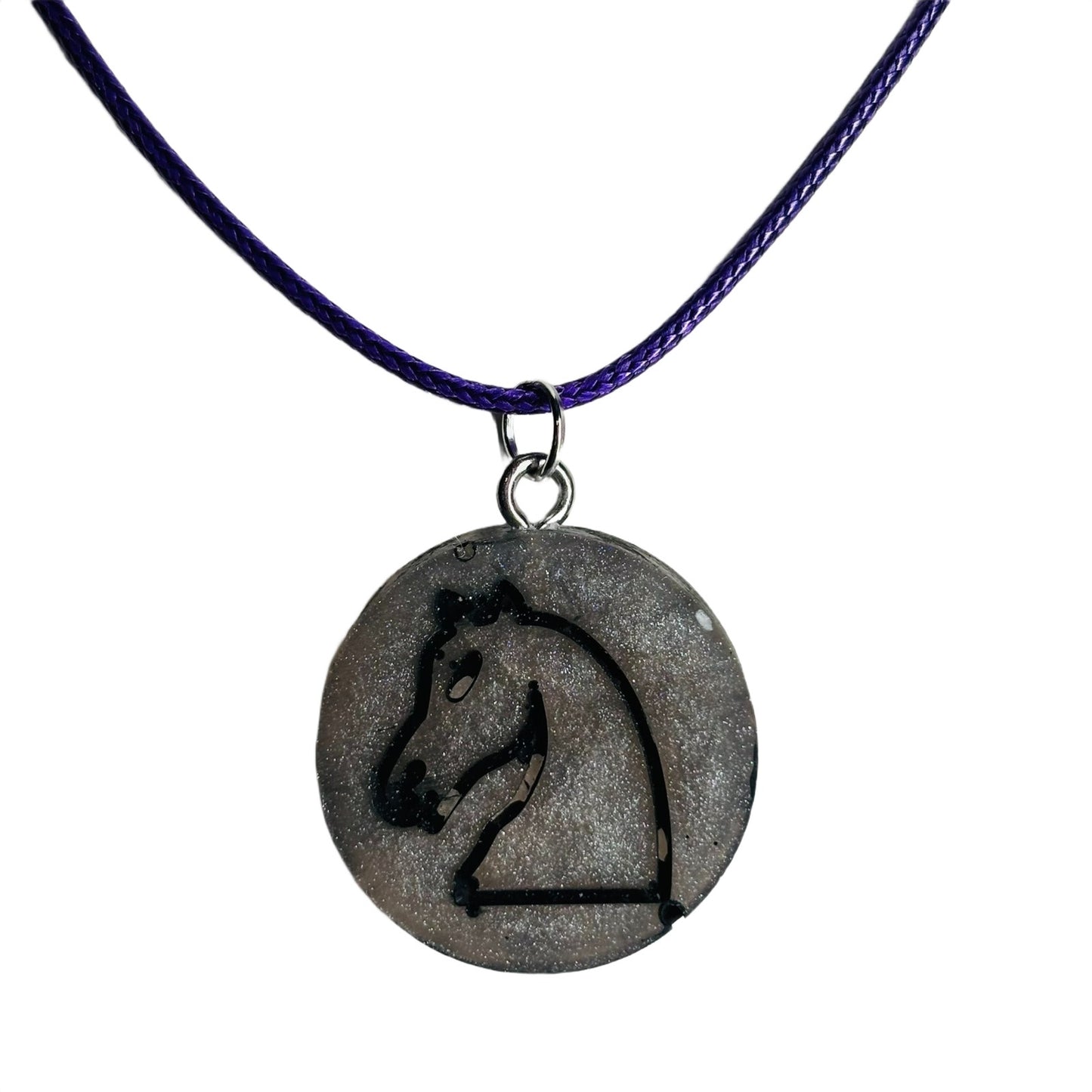 Gray Knight - Handmade Resin Chess Necklace