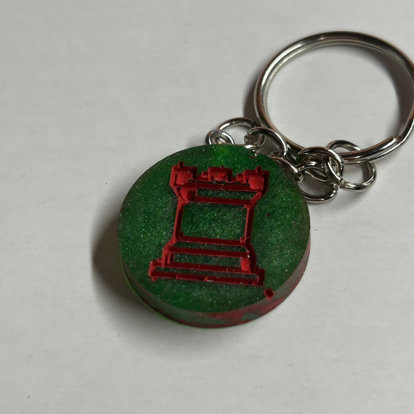 Forest Green Red Rook - Handmade Resin Keychain