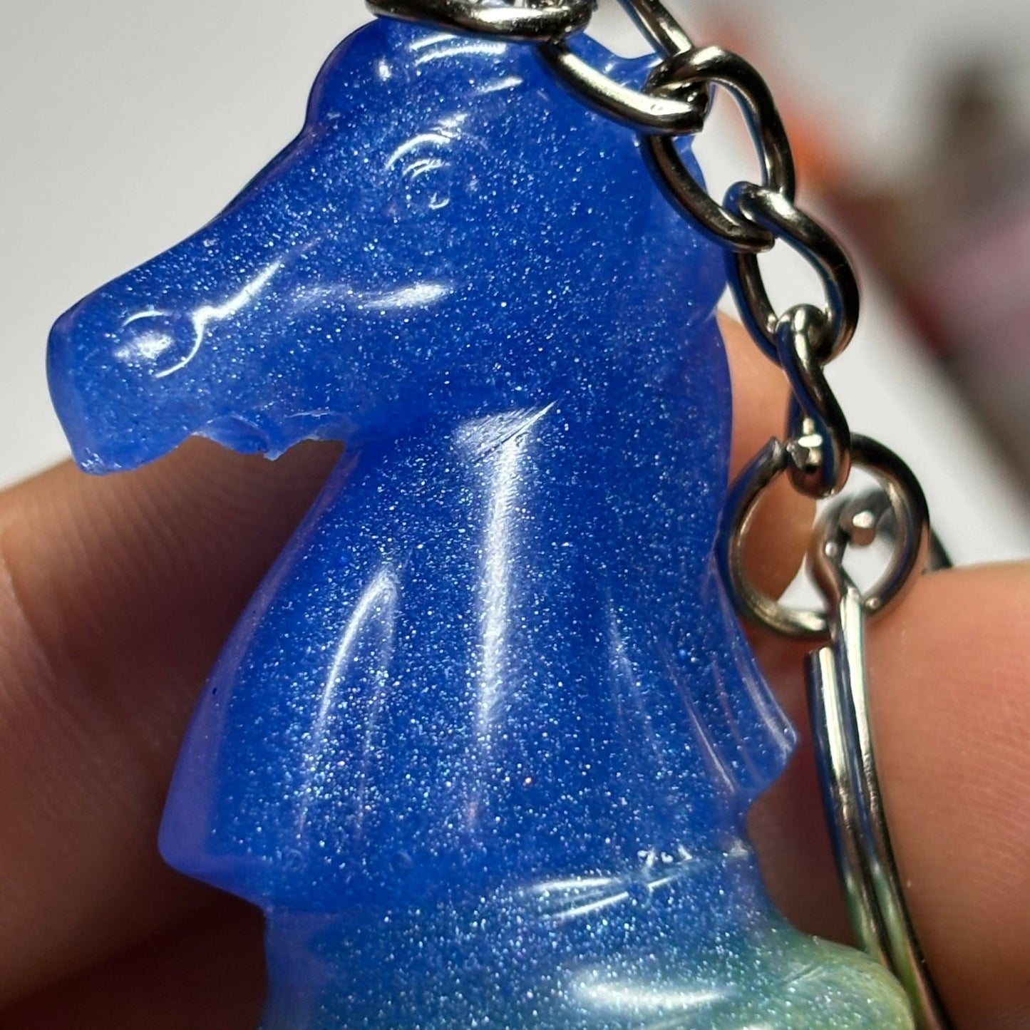 Blue Green Knight  - Handmade Resin Keychain