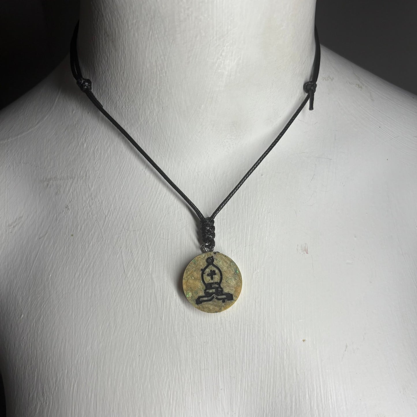 Classic Yellow/Brown Bishop - Handmade Resin Chess Necklace