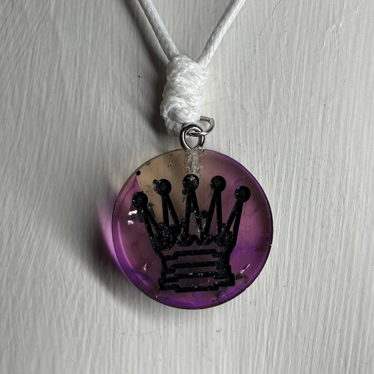 Purple Swirl Queen - Handmade Resin Chess Necklace