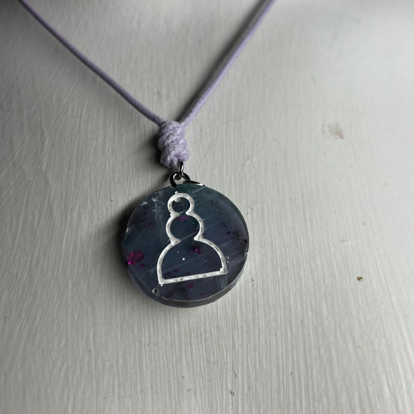 Simple Blue/Purple Pawn - Handmade Resin Chess Necklace