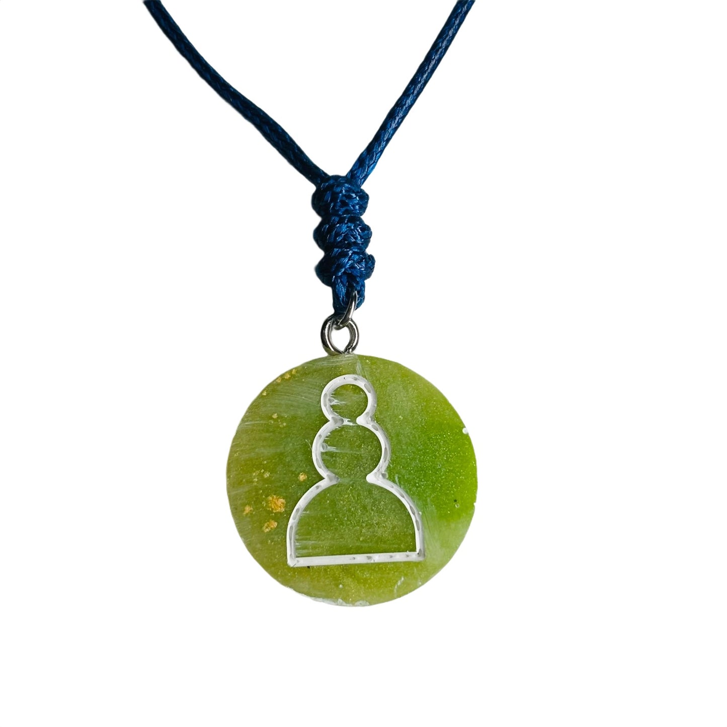 Lime Green Pawn - Handmade Resin Chess Necklace