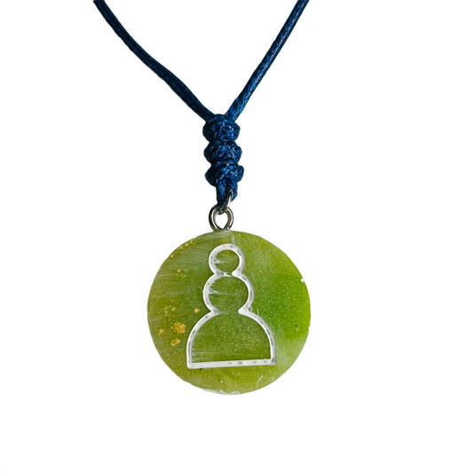 Lime Green Pawn - Handmade Resin Chess Necklace