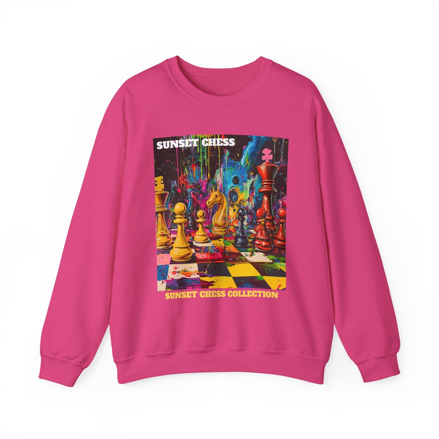 Rainbow Splatters - Pink Chess Crewneck Sweater