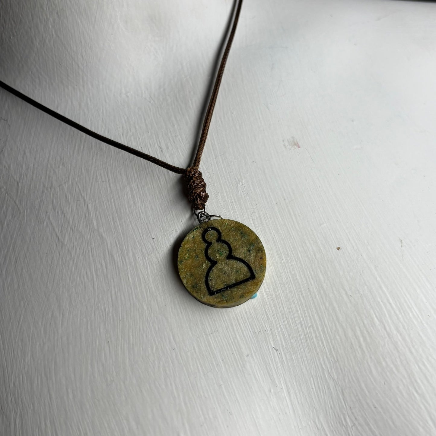 Brown Classic Pawn - Handmade Resin Chess Necklace