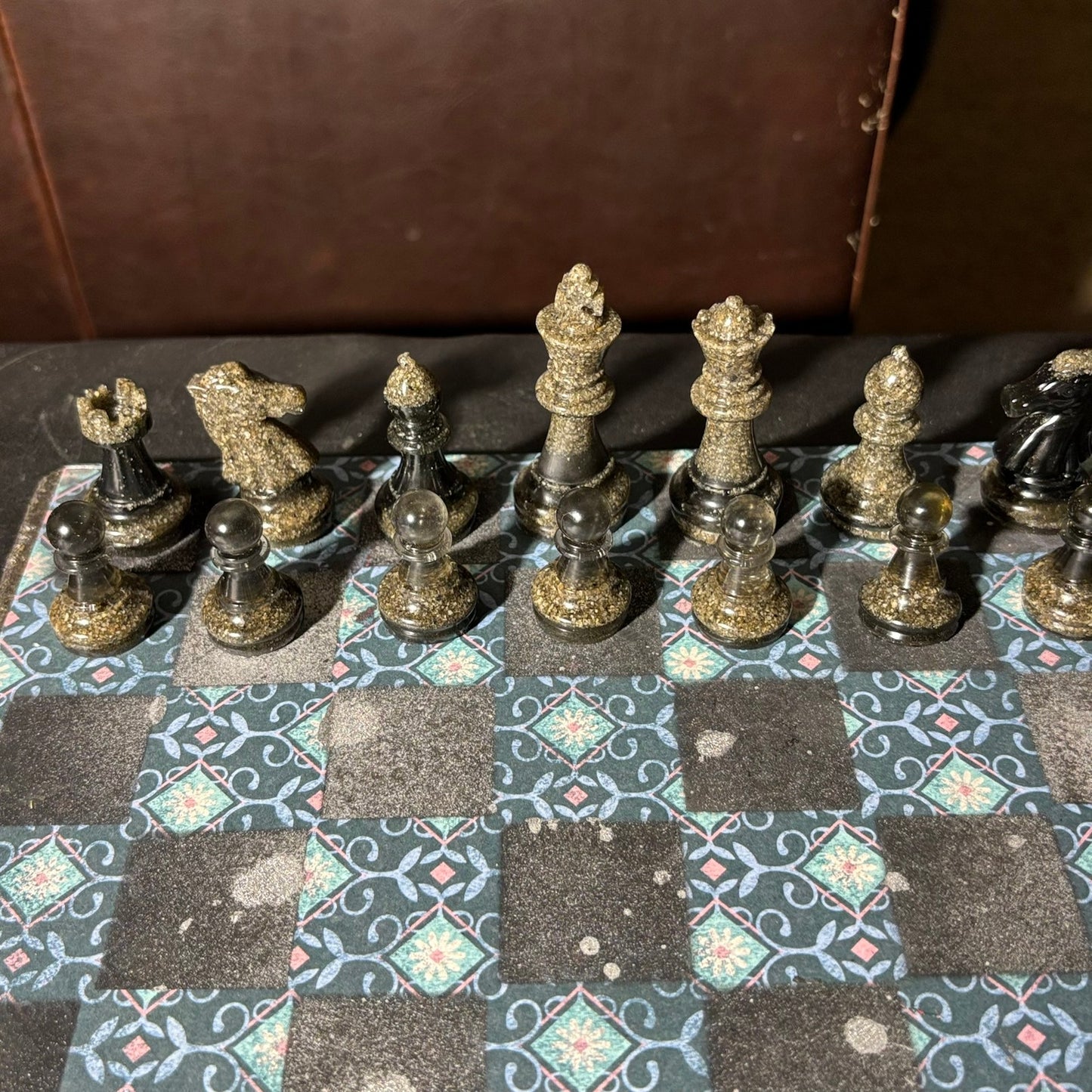 Vintage Aqua Pattern - Scrapbook Chess Set