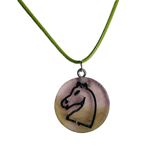 Translucent Knight - Handmade Resin Chess Necklace
