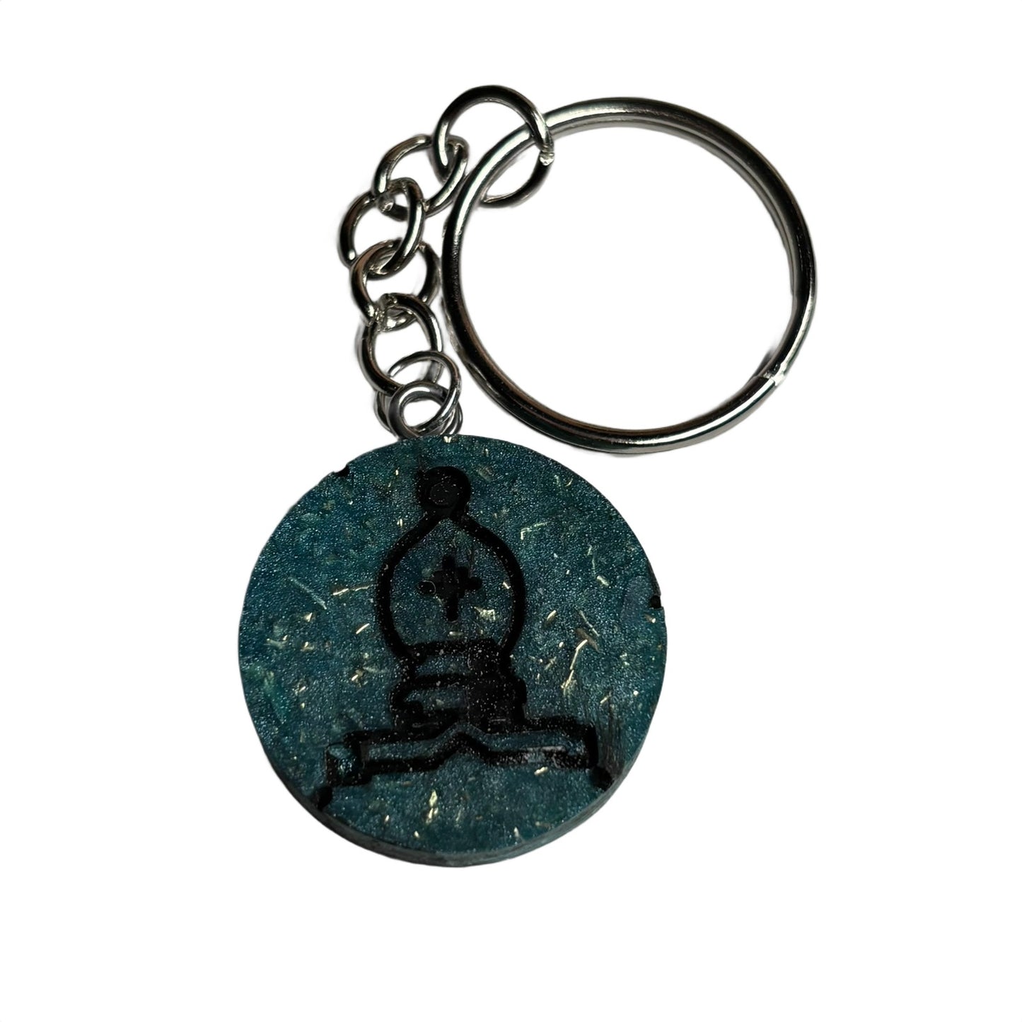 Blue Crystal Bishop - Handmade Resin Keychain