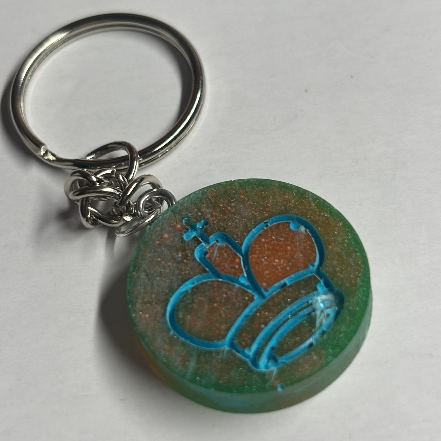 Blue/Green King - Handmade Resin Keychain