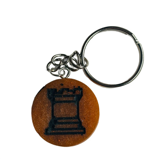 Dark Orange Rook - Handmade Resin Keychain