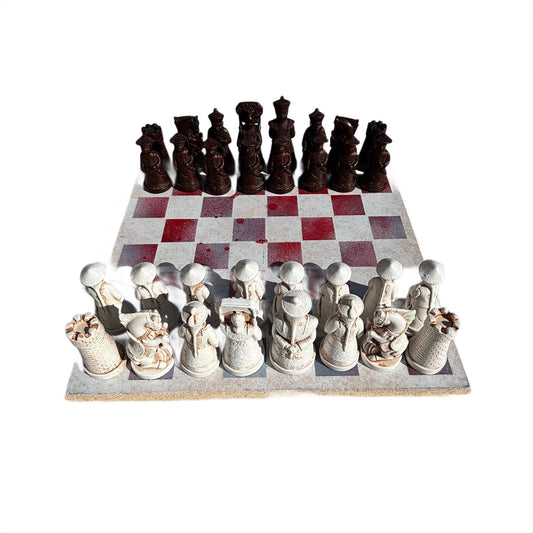 Spacey Red & White - Chinese Edition Chess Set