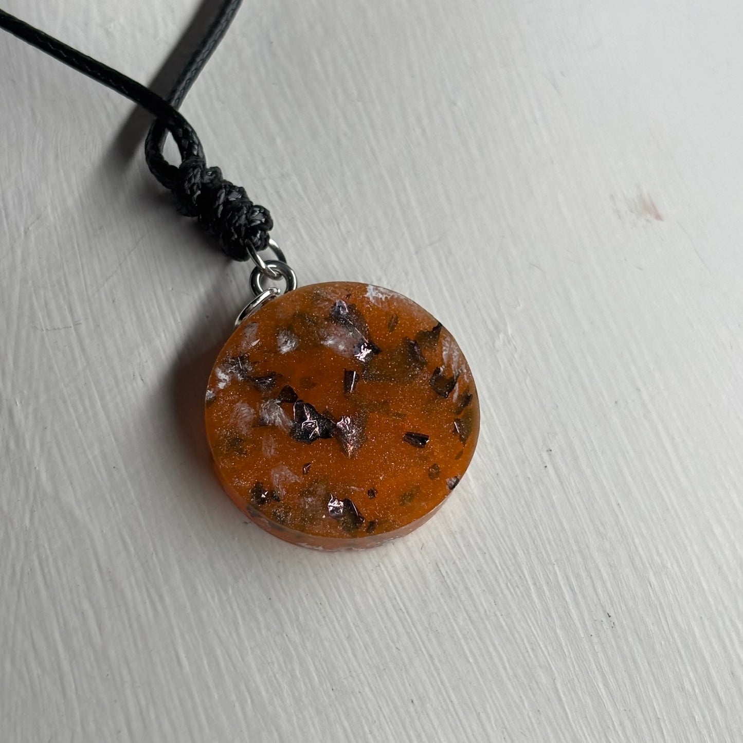 Orange Crystal Pawn - Handmade Resin Chess Necklace