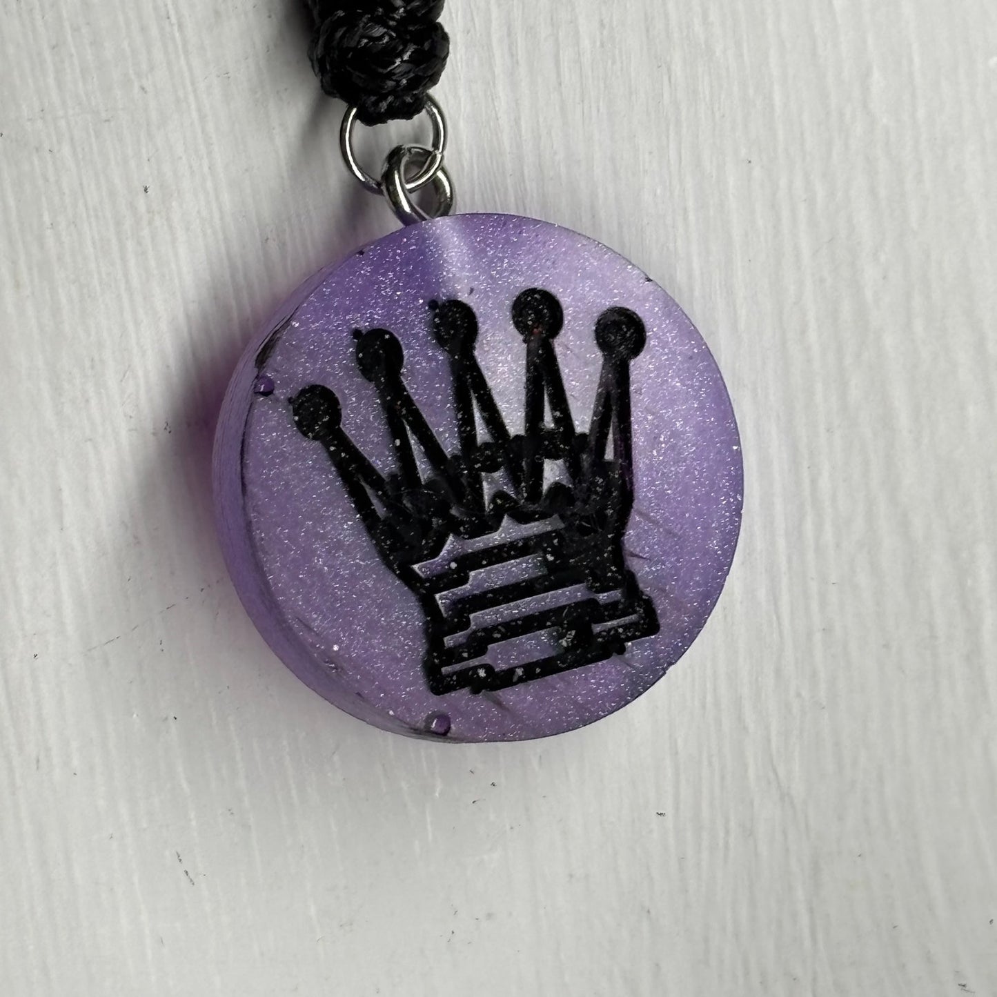 Bright Purple Queen - Handmade Resin Chess Necklace