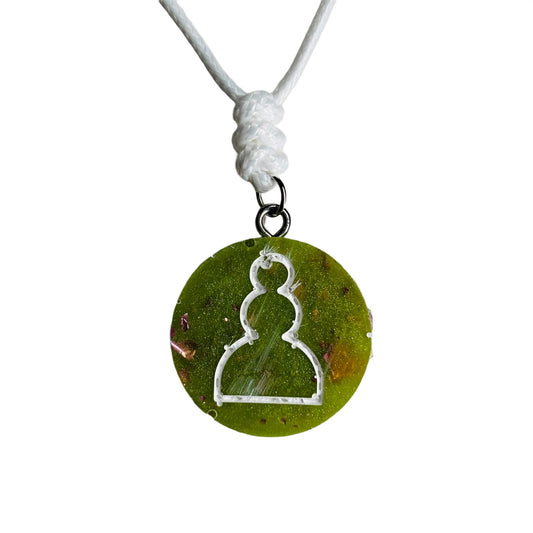 Clean Green Pawn - Handmade Resin Chess Necklace