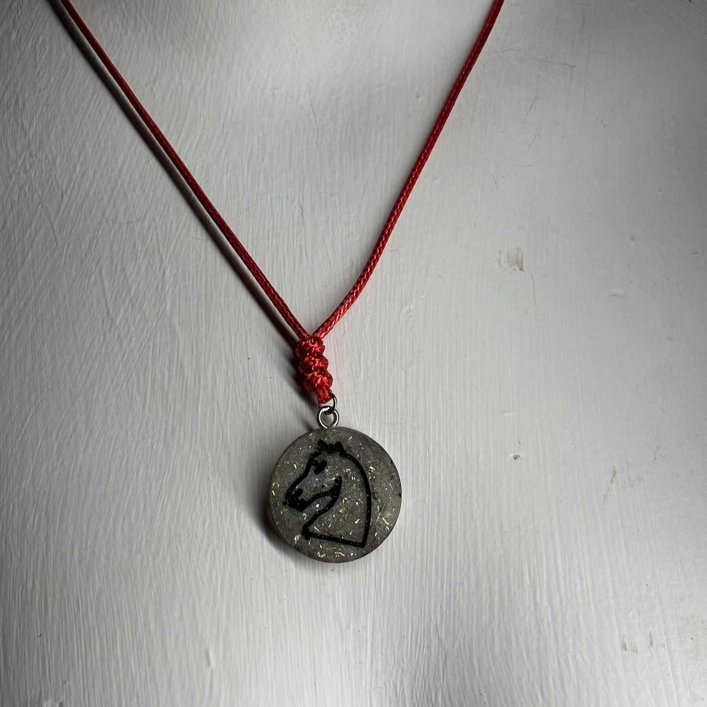 Gray Crystal Knight - Handmade Resin Chess Necklace