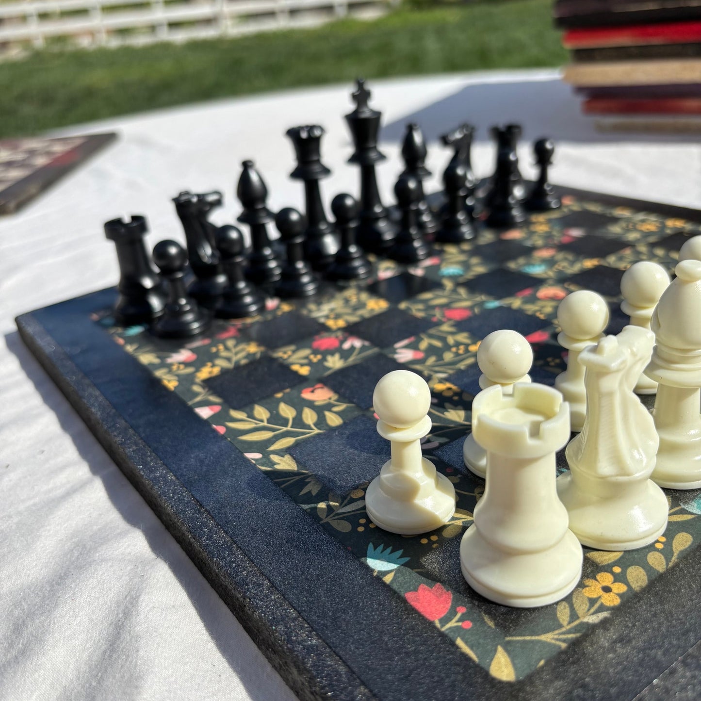Vintage Flowers - Scrapbook Chess Set