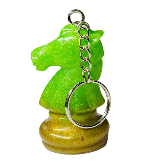 Bright Green Knight - Handmade Resin Keychain - Large Edition