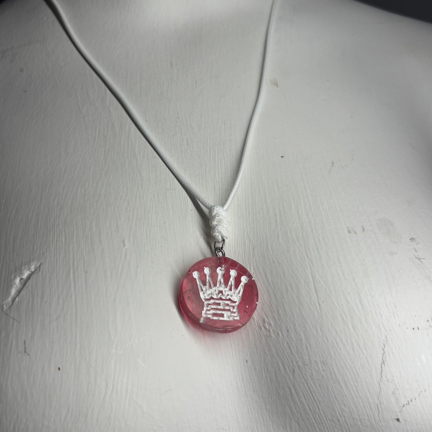 Clean Red Queen - Handmade Resin Chess Necklace