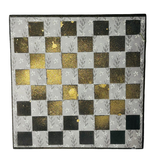 Golden Gray & Black - Scrapbook Chess Board