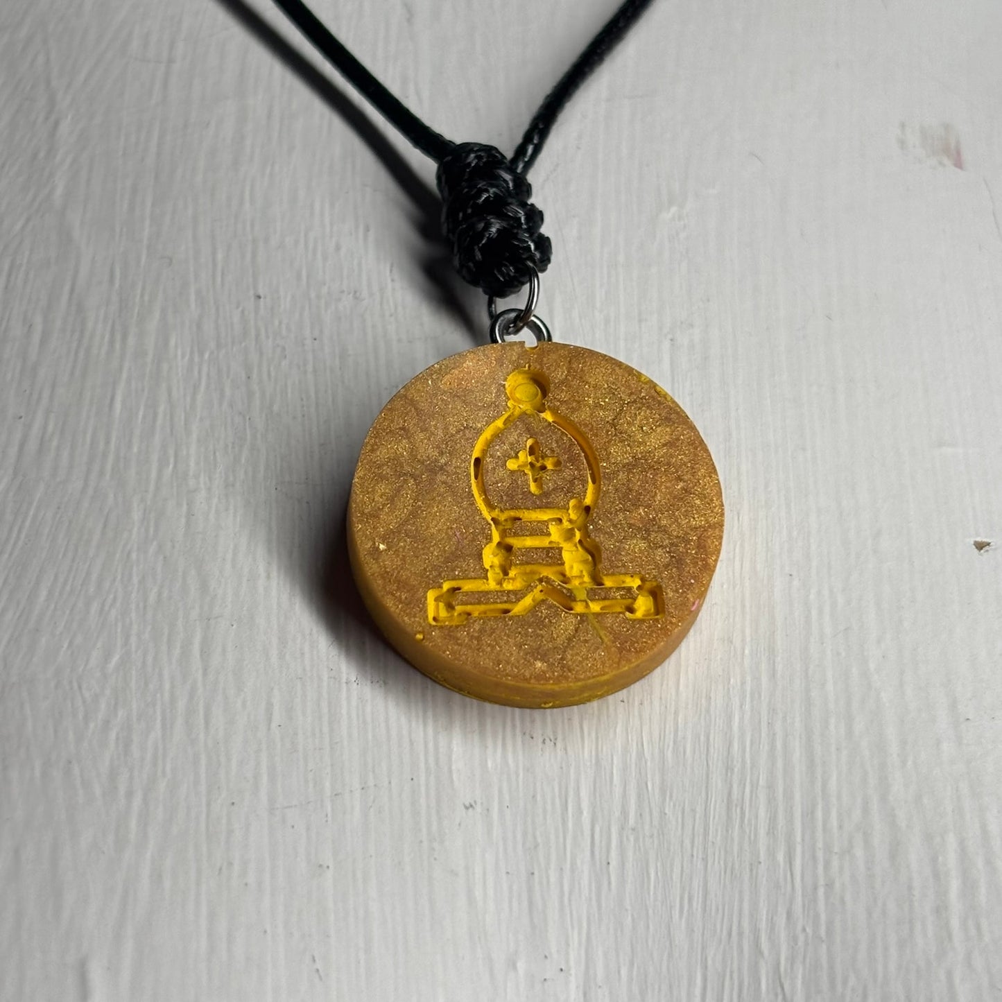 Smooth Yellow Bishop - Handmade Resin Chess Necklace