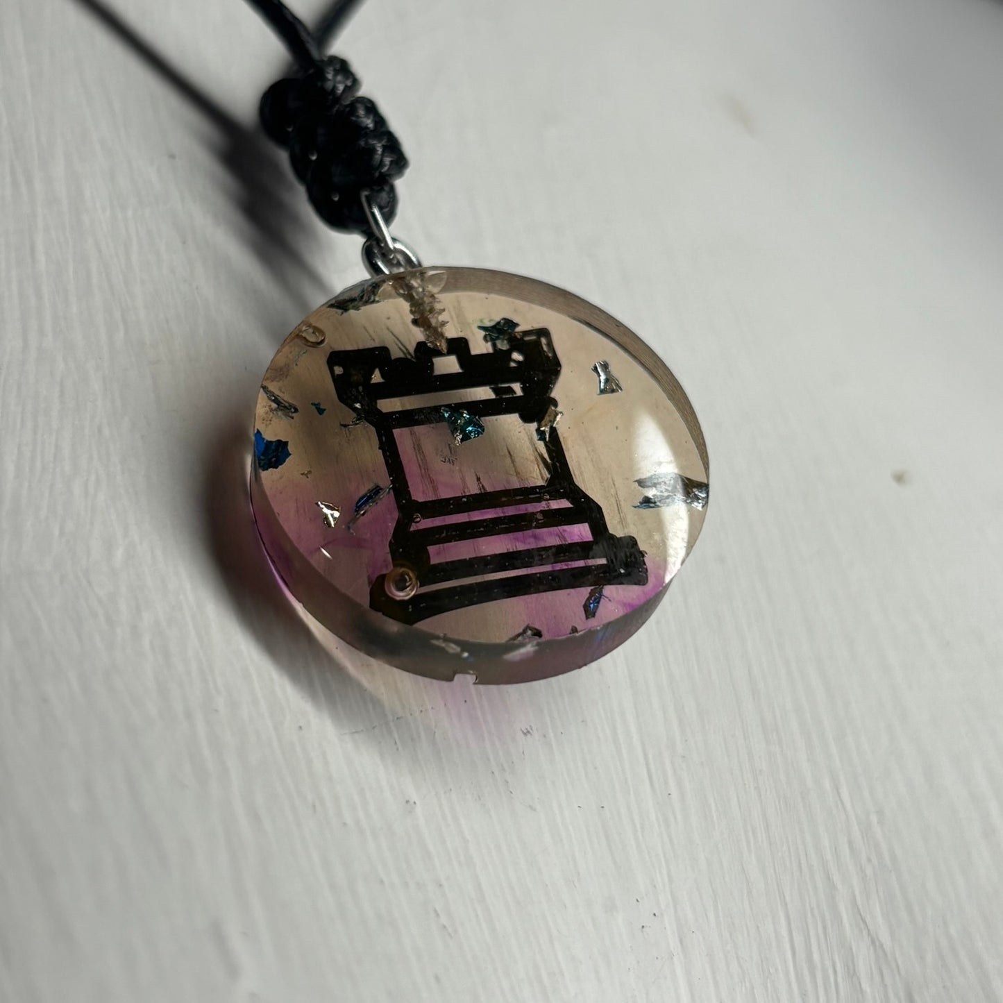 Cosmic Mixed Rook - Handmade Resin Chess Necklace