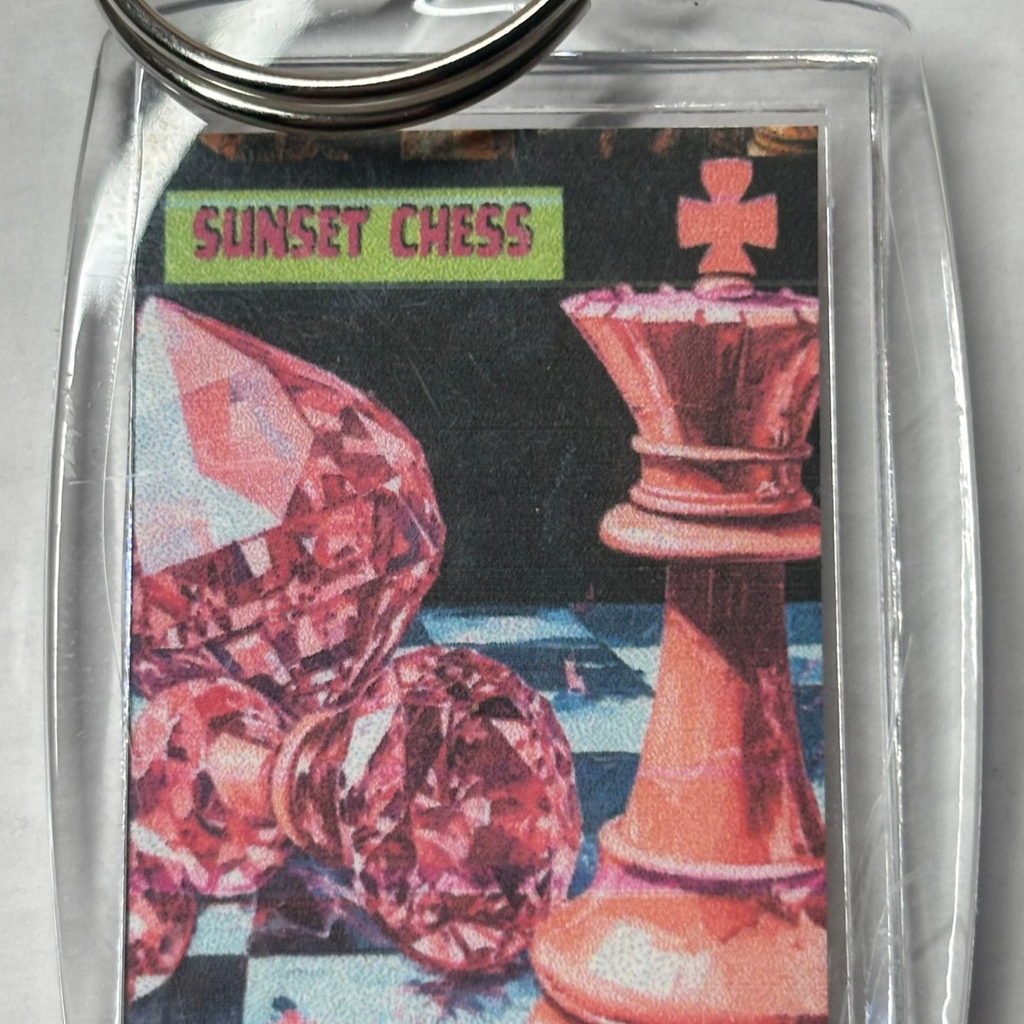 Pink Crystal - Chess  Photo Keychain