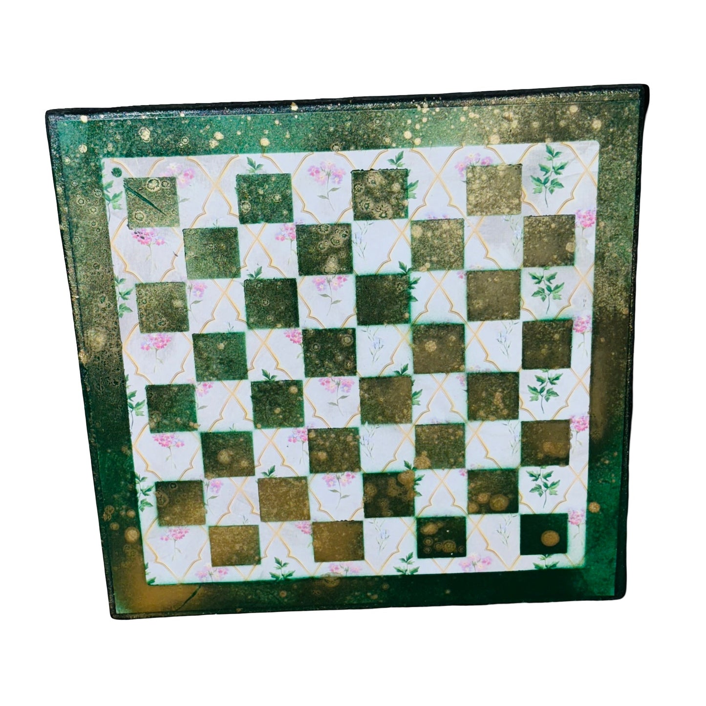 Vintage Golden Green - Scrapbook Chess Board