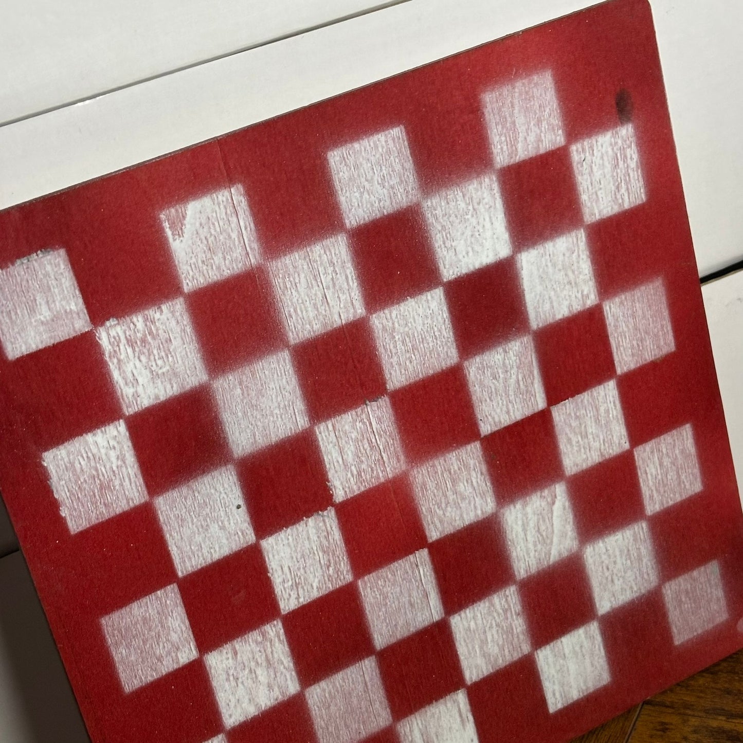 Red & White - Painted Thin Wooden Chess Board