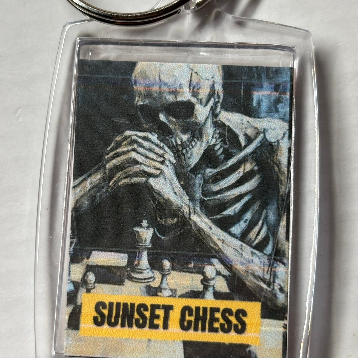 Skeleton Thinks - Chess  Photo Keychain