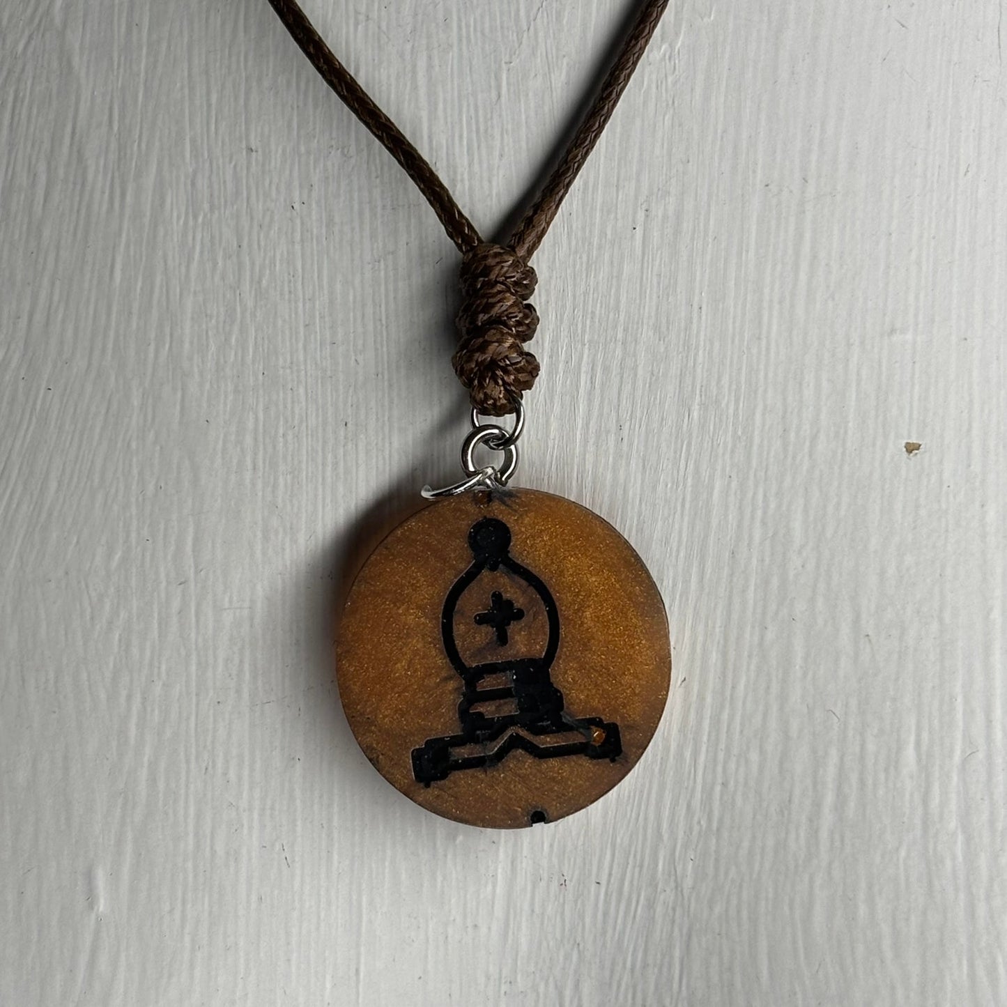 Dark Orange Bishop - Handmade Resin Chess Necklace