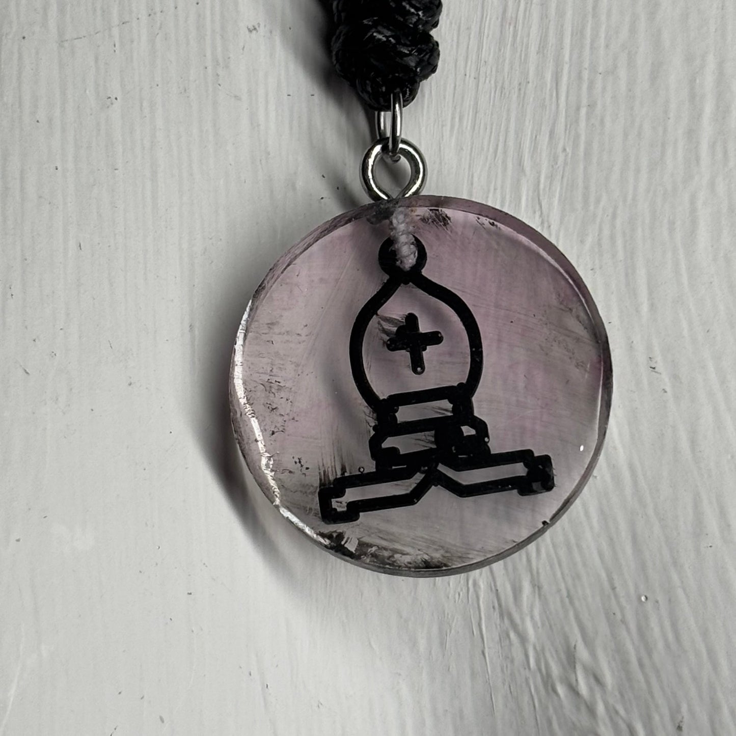 Translucent Bishop - Handmade Resin Chess Necklace - Flat Edition
