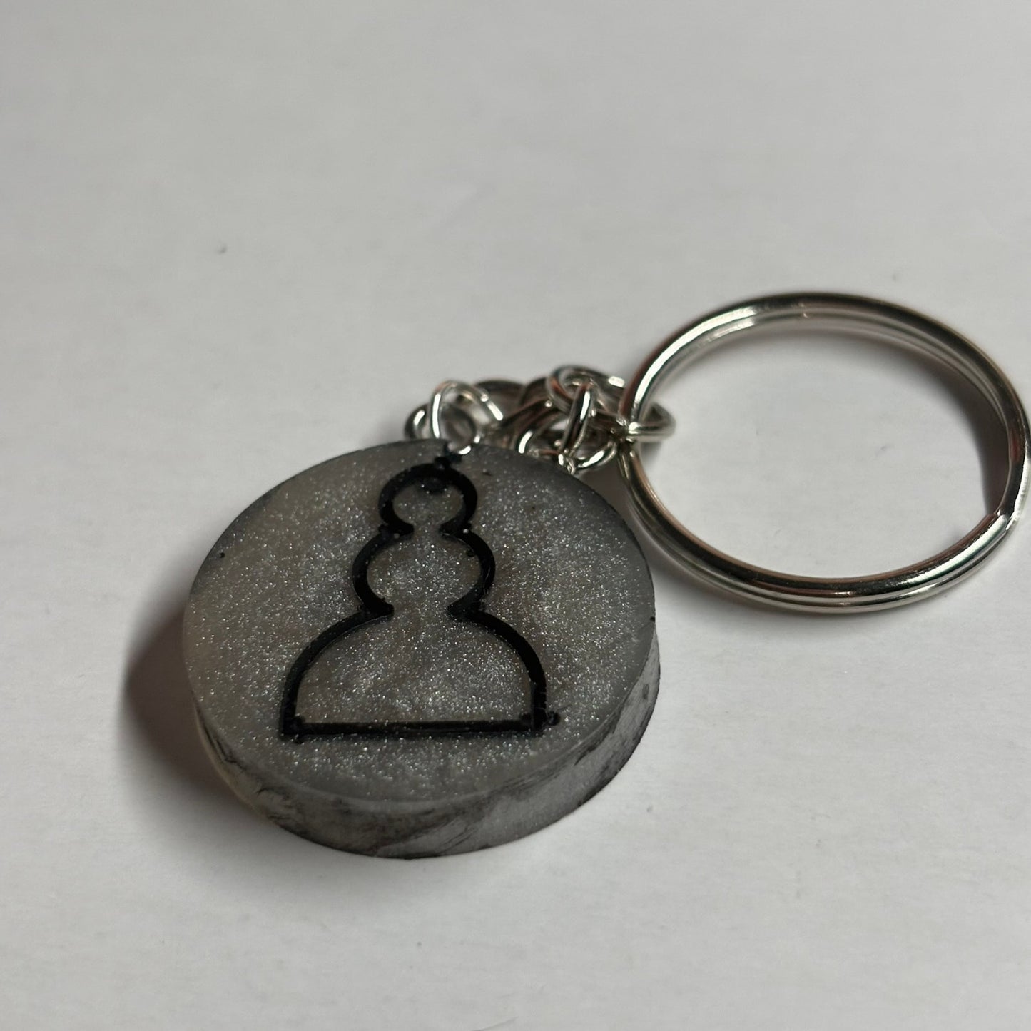 Silver Black Pawn - Handmade Resin Keychain