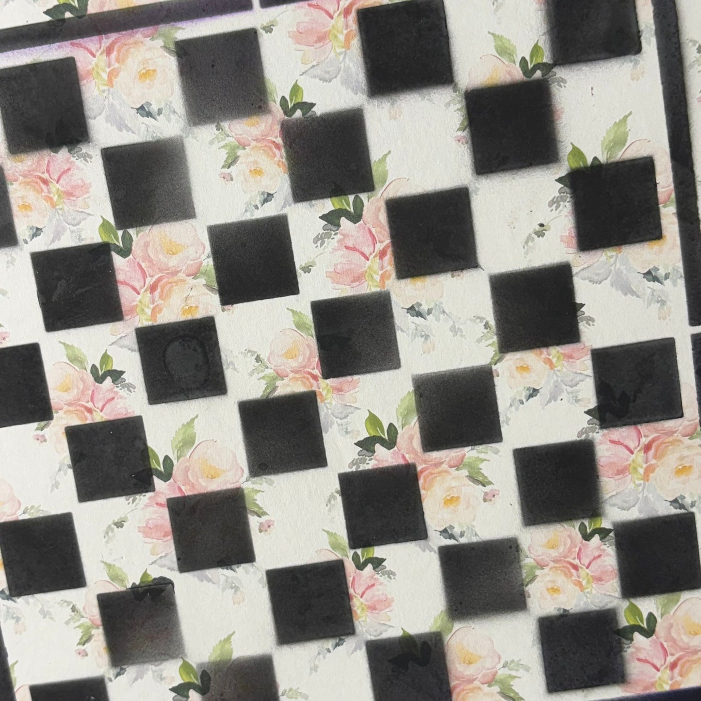 Purple & Soft Pink Flowers - Scrapbook Chess Board