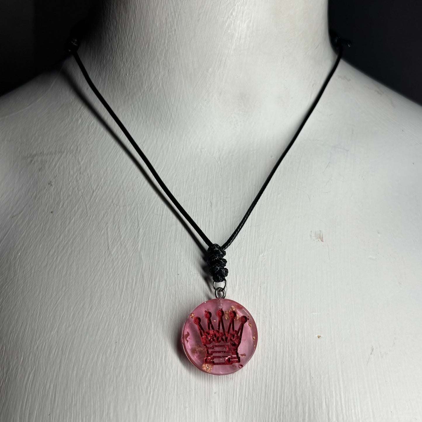 Velvet Red Queen - Handmade Resin Chess Necklace