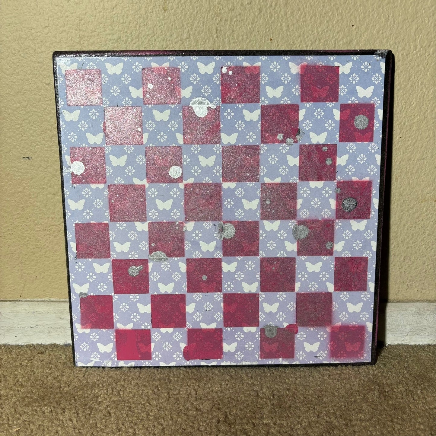 Purple Butterfly - Scrapbook Chess Board