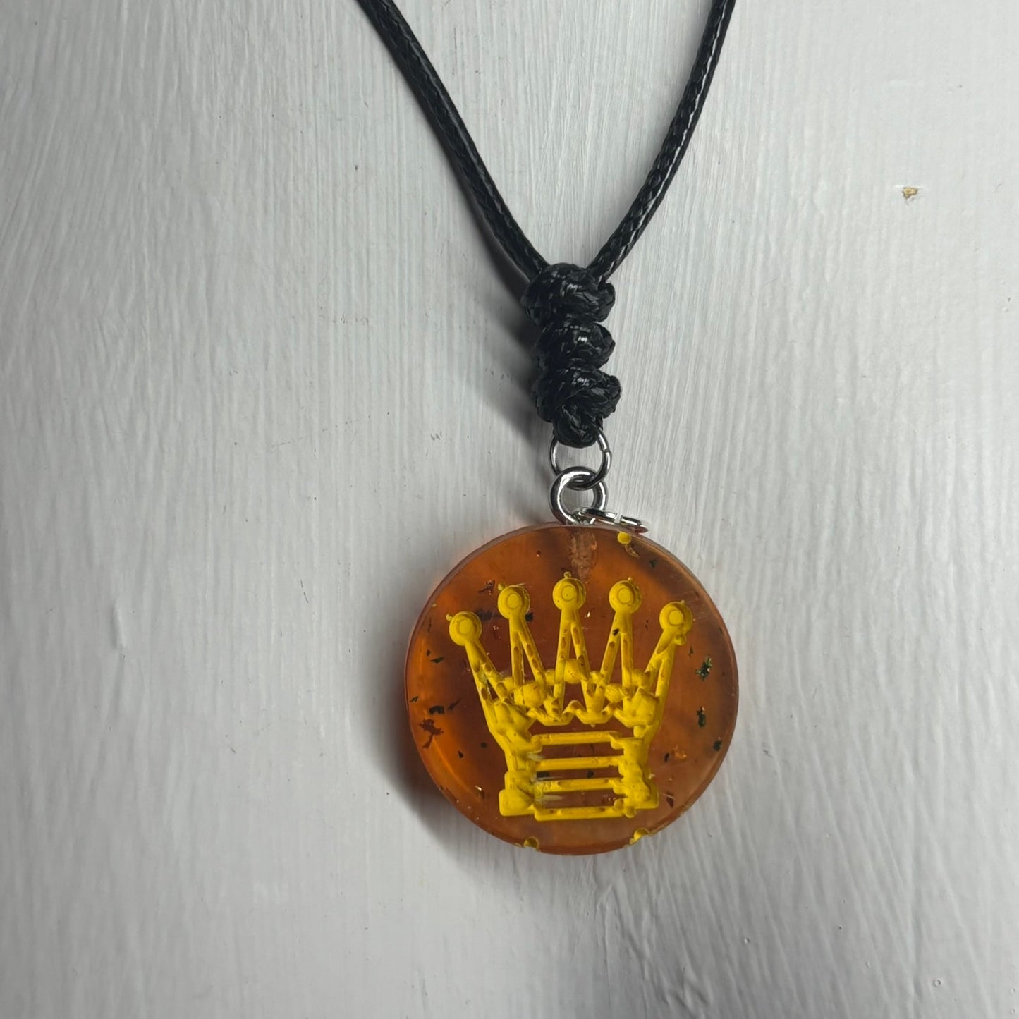 Fire Orange Queen - Handmade Resin Chess Necklace