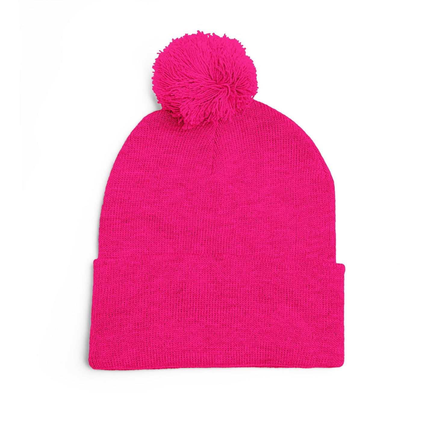 Sunset Chess - Pom Pom Neon Pink Beanie